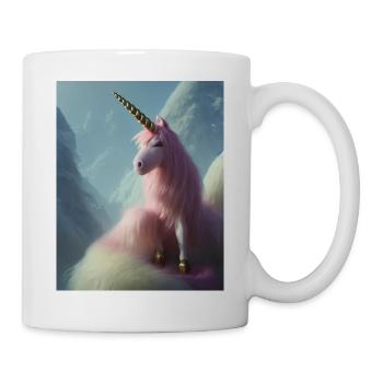 Comic Cartoon Drawing of a queer unicorn with pink - Mug - white - Right