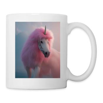 Comic Cartoon Drawing of a queer unicorn with pink - Mug - white - Right