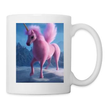 Comic Cartoon Drawing of a queer unicorn with pink - Mug - white - Right