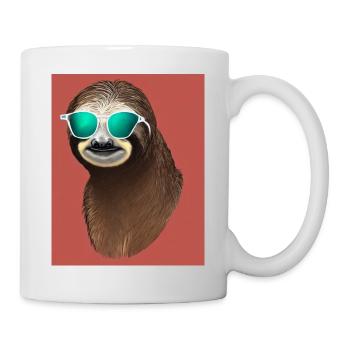 Cool Comic Portrait of a Sloth with sunglasses - Mug - white - Right