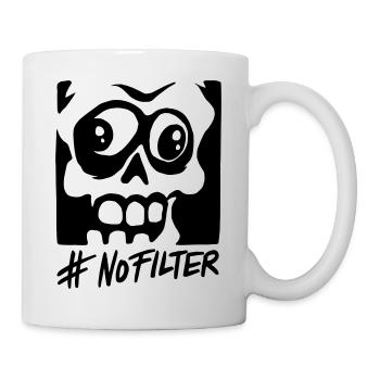 #nofilter, ugly skull shirt - Tasse - Weiß - Rechts