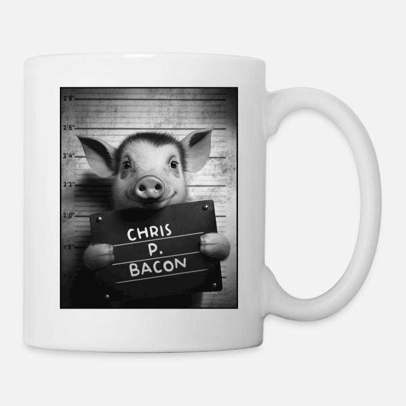 Pig Mugshot - Chris P. Bacon - Tasse - Weiß