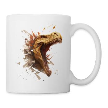 aggressive dino breaking through a wall. - Mug - white - Right