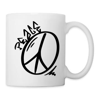 Signe de la Paix Dessin de la Paix Croquis noir - Mug blanc - blanc - Droite