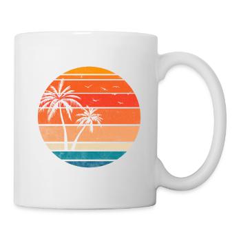 Summer palm trees birds island - Mug - white - Right