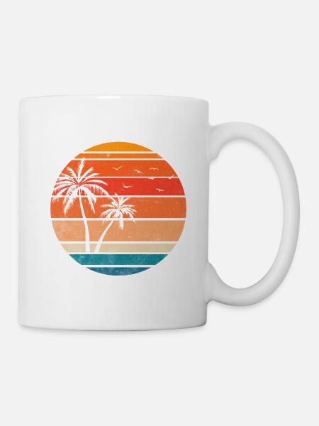 été palmiers oiseaux ile - Mug blanc - blanc
