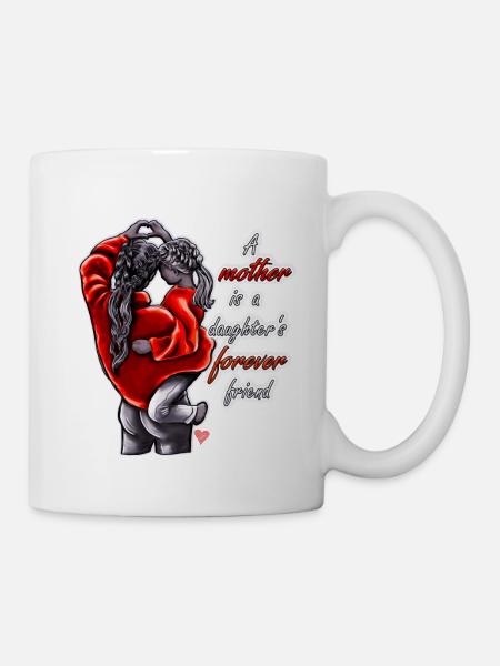 Mutter Tochter Spruch mit Illustration - Tasse - Weiß