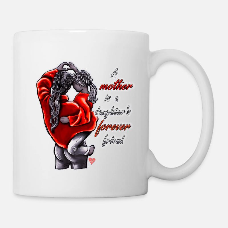 Mutter Tochter Spruch mit Illustration - Tasse - Weiß