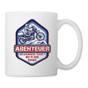 Abenteuer beginnen dort wo Pläne enden -Motorrad - Tasse - Weiß - Rechts