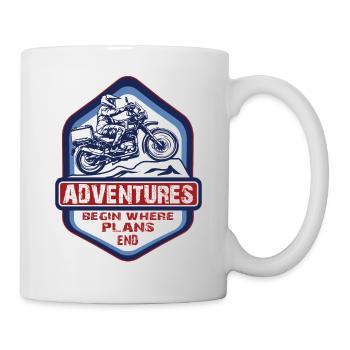 Les aventures commencent là où les plans se terminent -Moto - Mug blanc - blanc - Droite