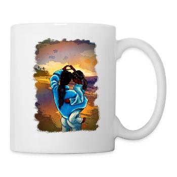 MotherDaughter’s Love Beach Sea Cheveux noirs - Mug blanc - blanc - Droite