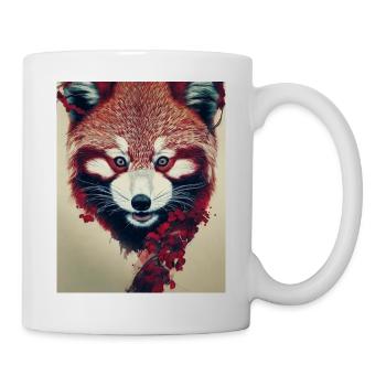 Red Panda as spiritual animal asia red flowers - Mug - white - Right