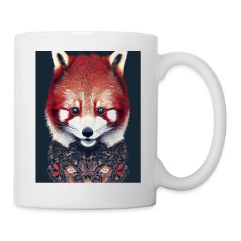 Red Panda as spiritual animal asia red flowers - Mug - white - Right