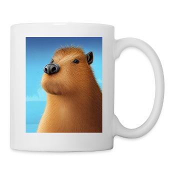 Cooles Comic-Porträt von Capybara - Tasse - Weiß - Rechts