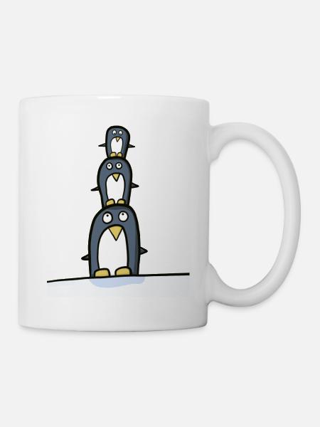 lustige pinguine, akrobatische Pinguine - Tasse - Weiß