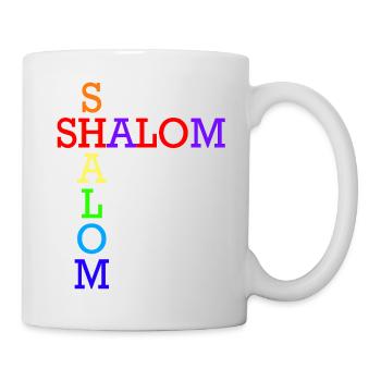 SHALOM ARC EN CIEL CROISES - Mug blanc - blanc - Droite