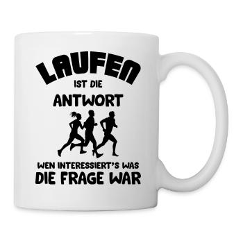 Marathon Triathlon Running joggen Biking Radfahren - Tasse - Weiß - Rechts