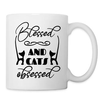 Citation du propriétaire de chat obsédé par les chats - Mug blanc - blanc - Droite