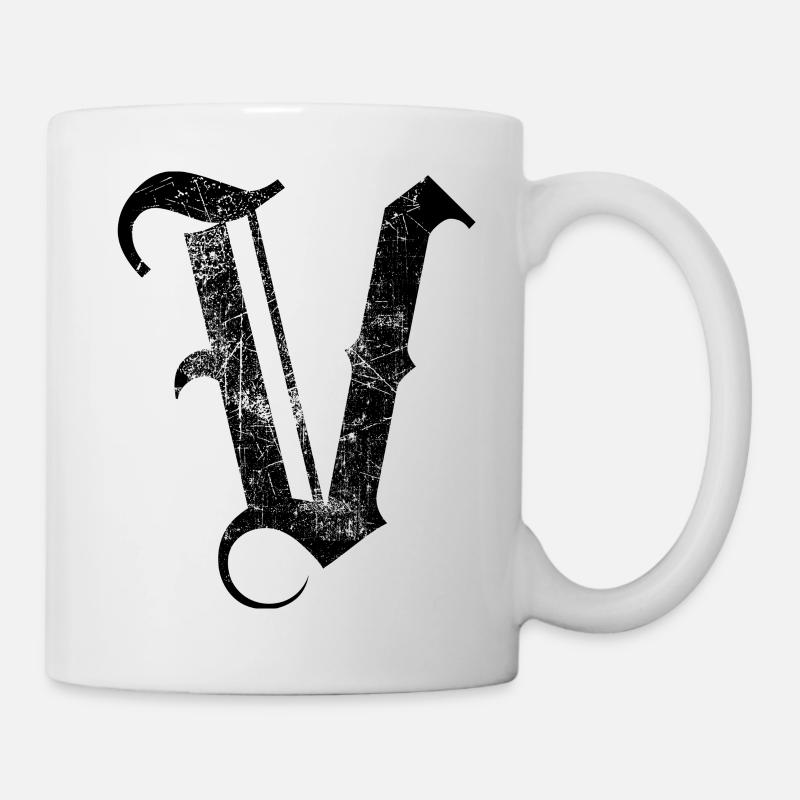 T-Shirt-Alphabet Initiale V - Tasse - Weiß