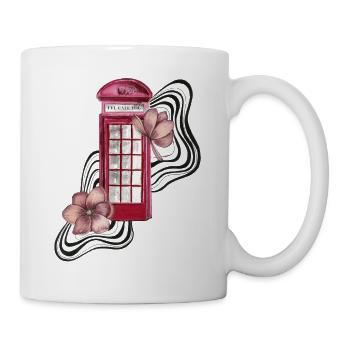 Vintage Telefonzelle mit Blumen "I'll call you" - Tasse - Weiß - Rechts