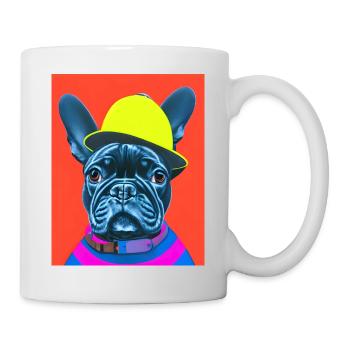 Niedliche und stilvolle französische Bulldogge - Tasse - Weiß - Rechts