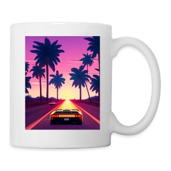 countach drives sunset in miami - Mug - white - Right