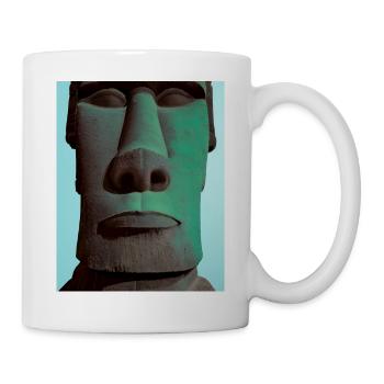 Moai Gesicht Portrait Neon-Stil - Tasse - Weiß - Rechts
