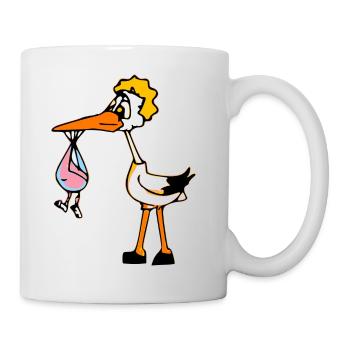 Cigogne et bébé - Mug blanc - blanc - Droite