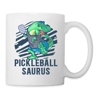 Pickleball Saurus Dinosaur T-Rex avec raquette - Mug blanc - blanc - Droite
