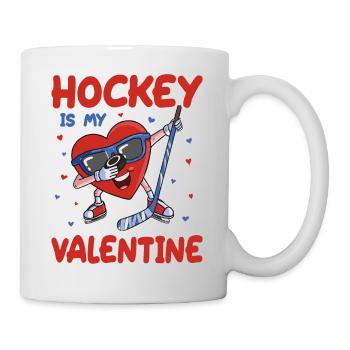 Hockey is my Valentine Dabbing Heart Valentines Da - Mug - white - Right