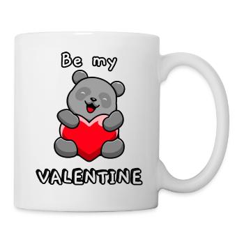 A cute bear with heart in his arms, Be my Valentine - Mug - white - Right