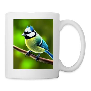 Cool Comic Portrait of a blue tit in the forest - Mug - white - Right