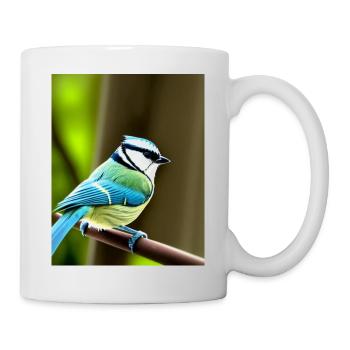Cool Comic Portrait of a blue tit in the forest - Mug - white - Right
