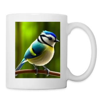 Cool Comic Portrait of a blue tit bird - Mug - white - Right