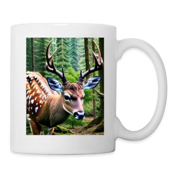 Cool Comic Portrait of a wild fallow deer majestic - Mug - white - Right