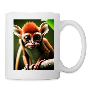 cooler lustiger süßer Koboldmaki (Tarsiidae) Waldcomic - Tasse - Weiß - Rechts