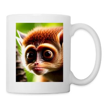 cooler lustiger süßer Koboldmaki (Tarsiidae) Waldcomic - Tasse - Weiß - Rechts
