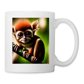 cooler lustiger süßer Koboldmaki (Tarsiidae) Waldcomic - Tasse - Weiß - Rechts