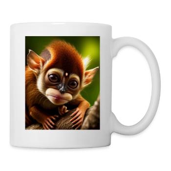 cooler lustiger süßer Koboldmaki (Tarsiidae) Waldcomic - Tasse - Weiß - Rechts