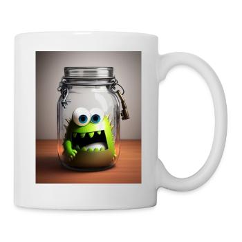 cute little monster in a jar Halloween horror funn - Mug - white - Right
