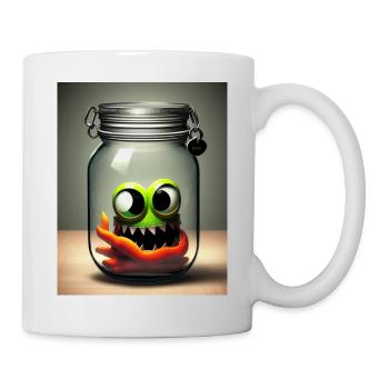 cute little monster in a jar Halloween horror fun - Mug - white - Right