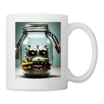 cute little monster in a jar Halloween horror funn - Mug - white - Right