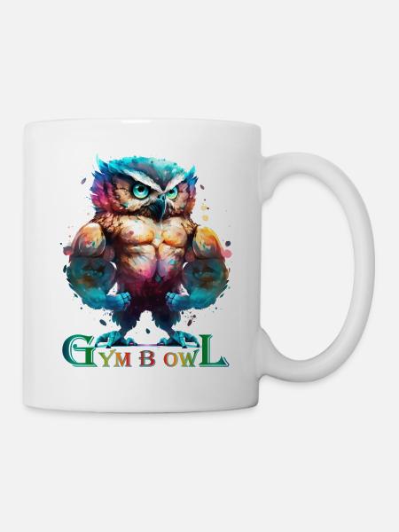 Gym B Owl - Gymbowl - Weight Training Owl - No Pain... - Mug - white