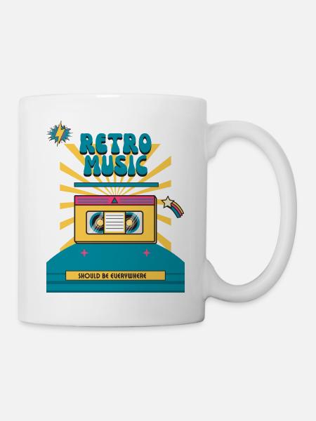 Retro Music / 90er / Kassetten Print kultig - Tasse - Weiß