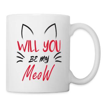 Will you be my Meow | Cute Cat Couple Motif - Mug - white - Right