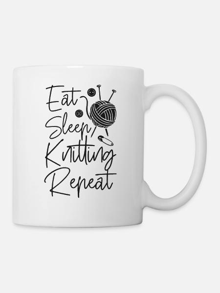 Knitting Knitter Eat Sleep - Kop/krus - hvid