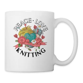 Knitting Knitter Peace Love - Tasse - Weiß - Rechts