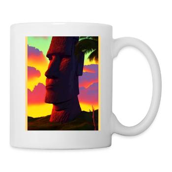 Moai Easter island portait sunset - Mug blanc - blanc - Droite