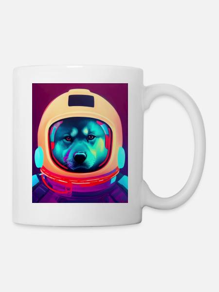 Cosmonaut Shiba Inu portrait - Mug - white