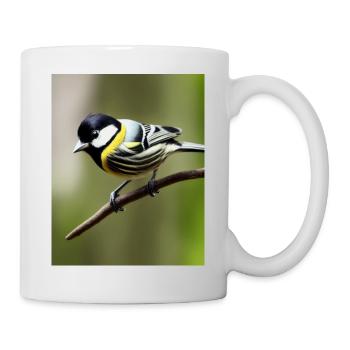 Cool Comic Portrait of a great tit Kohlmeise - Mug - white - Right